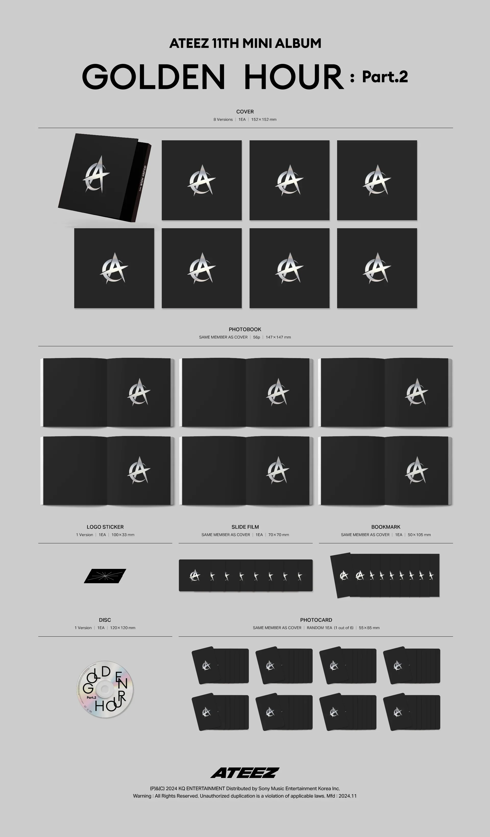 *FROMM BENEFIT* ATEEZ - GOLDEN HOUR : PART.2 11TH MINI ALBUM DIGIPACK - Image 3