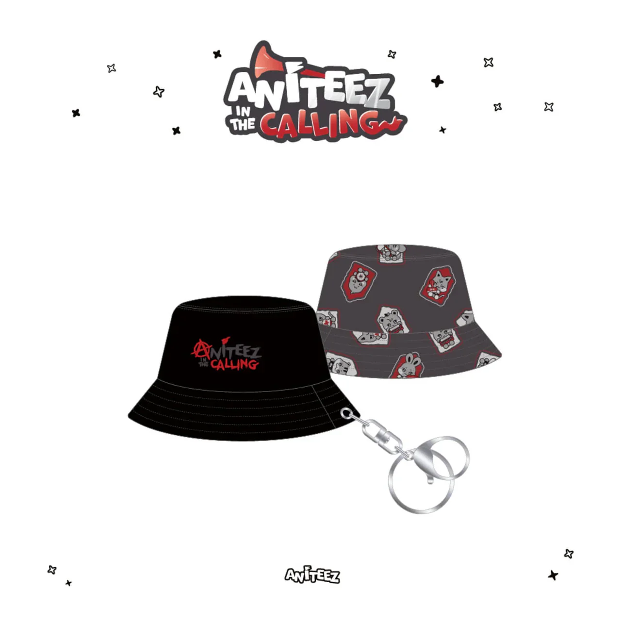 [ATEEZ x ANITEEZ in the CALLING] POP UP OFFICIAL MD - REVERSABLE BUCKET HAT KEYRING