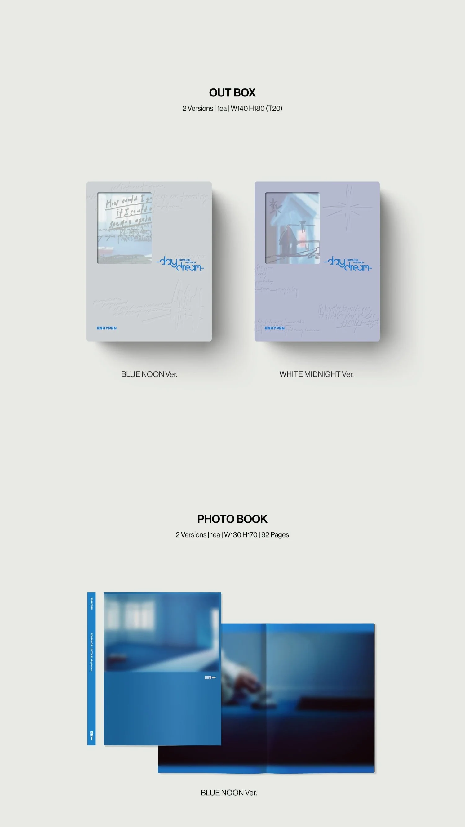 *WEVERSE POB* ENHYPEN - 2nd Album [ROMANCE : UNTOLD -daydream-] (BLUE NOON Ver. / WHITE MIDNIGHT Ver.) - Image 3