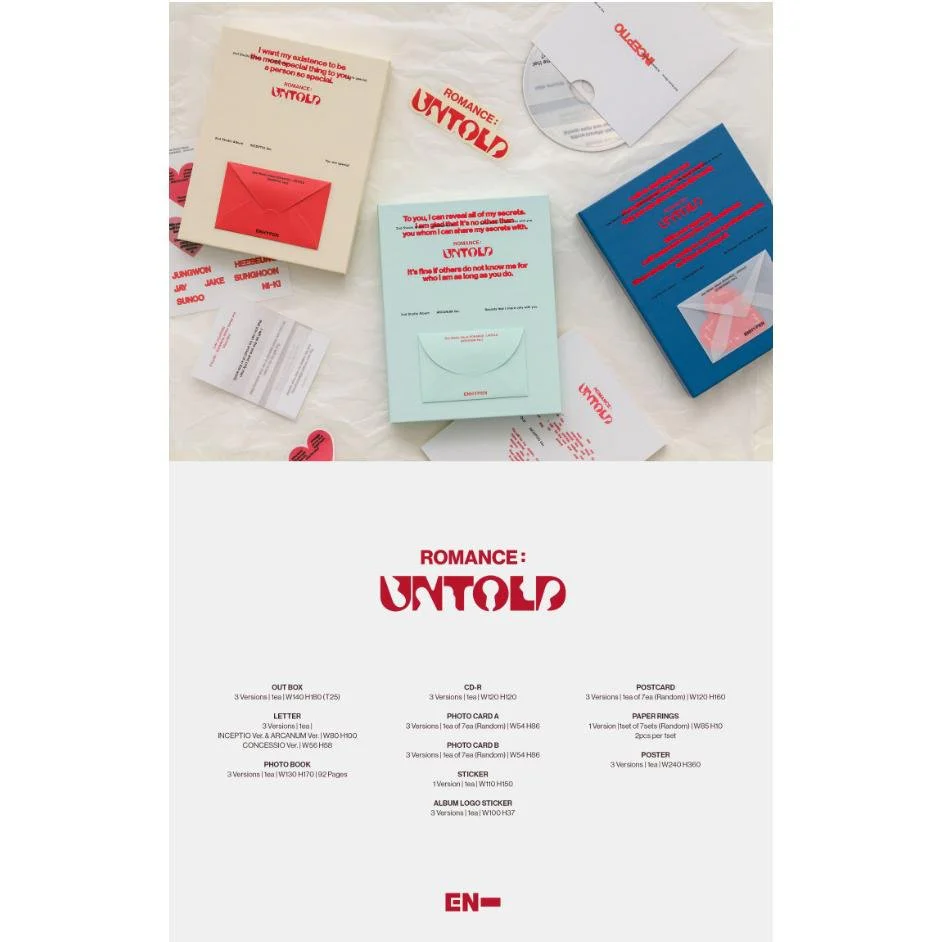 ENHYPEN 2nd Album [ROMANCE : UNTOLD] (INCEPTIO Ver. / ARCANUM Ver. / CONCESSIO Ver.) K-pop full music albums from Korea - Image 2