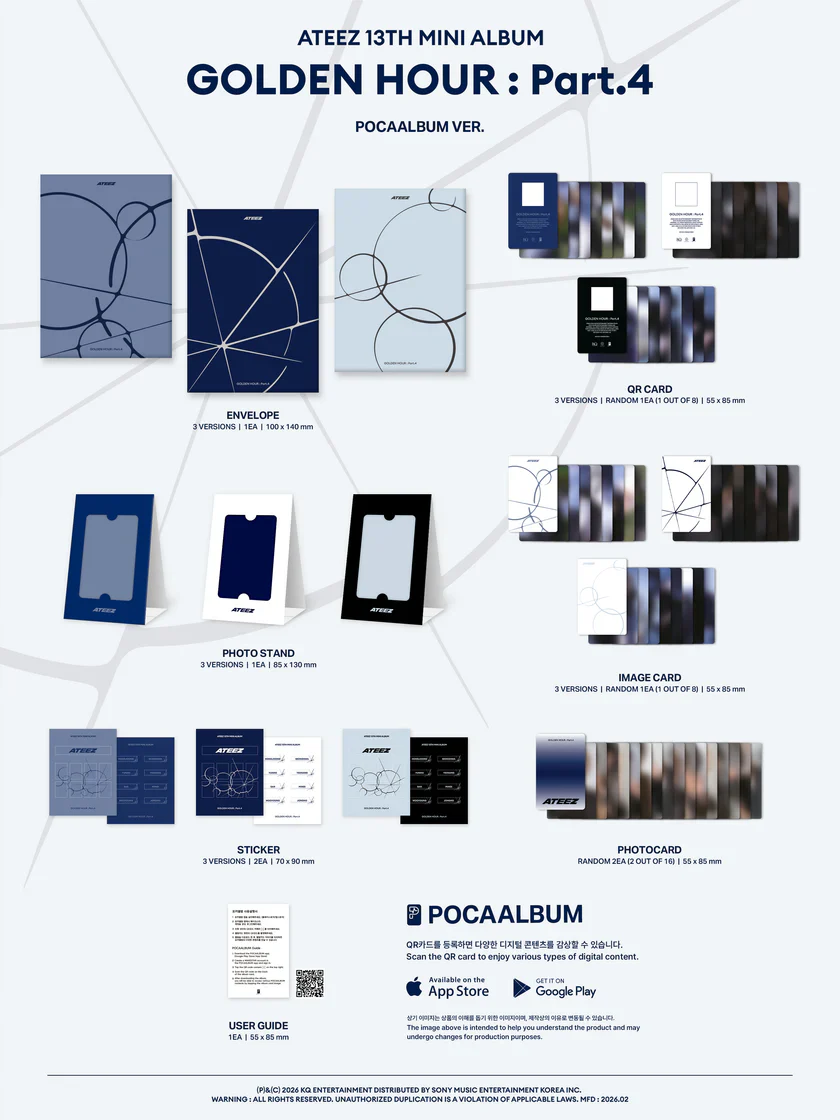 *MAKESTAR 2/04 "MEOW" BENEFIT* ATEEZ 13TH MINI ALBUM [GOLDEN HOUR : Part.4](POCAALBUM) - Image 3