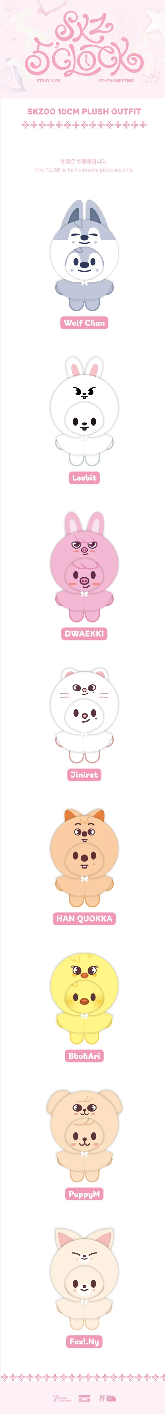 STRAY KIDS - SKZ 5'CLOCK 5TH FAN MEETING OFFICIAL MD SKZOO 10CM PLUSH OUTFIT - Image 3