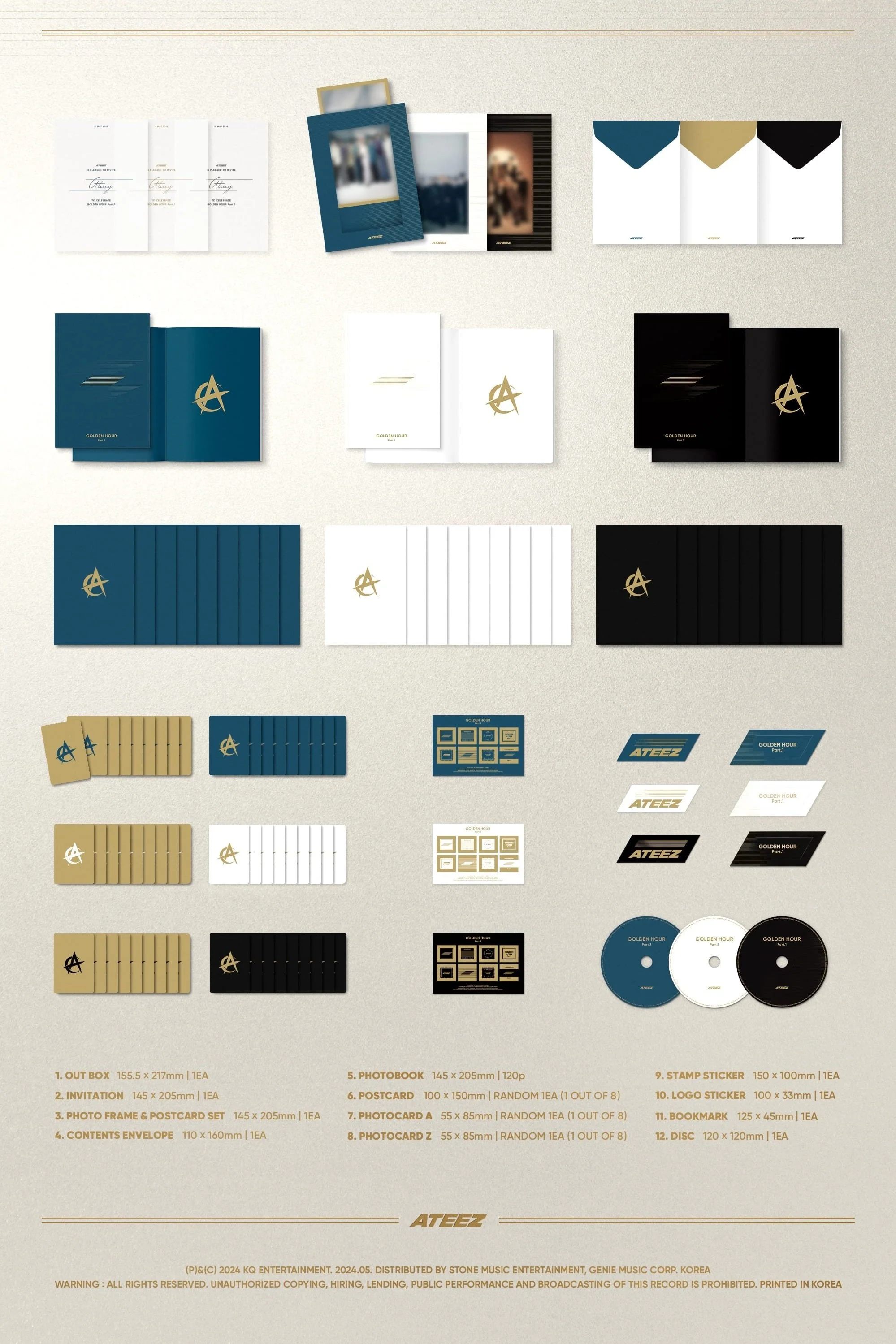 *MAKESTAR Hood (Wolf) Preorder Benefit Photocard* ATEEZ 10th Mini Album [GOLDEN HOUR : Part.1] (BLUE HOUR Ver. / DIARY Ver. / GOLDEN HOUR Ver.) - Image 3