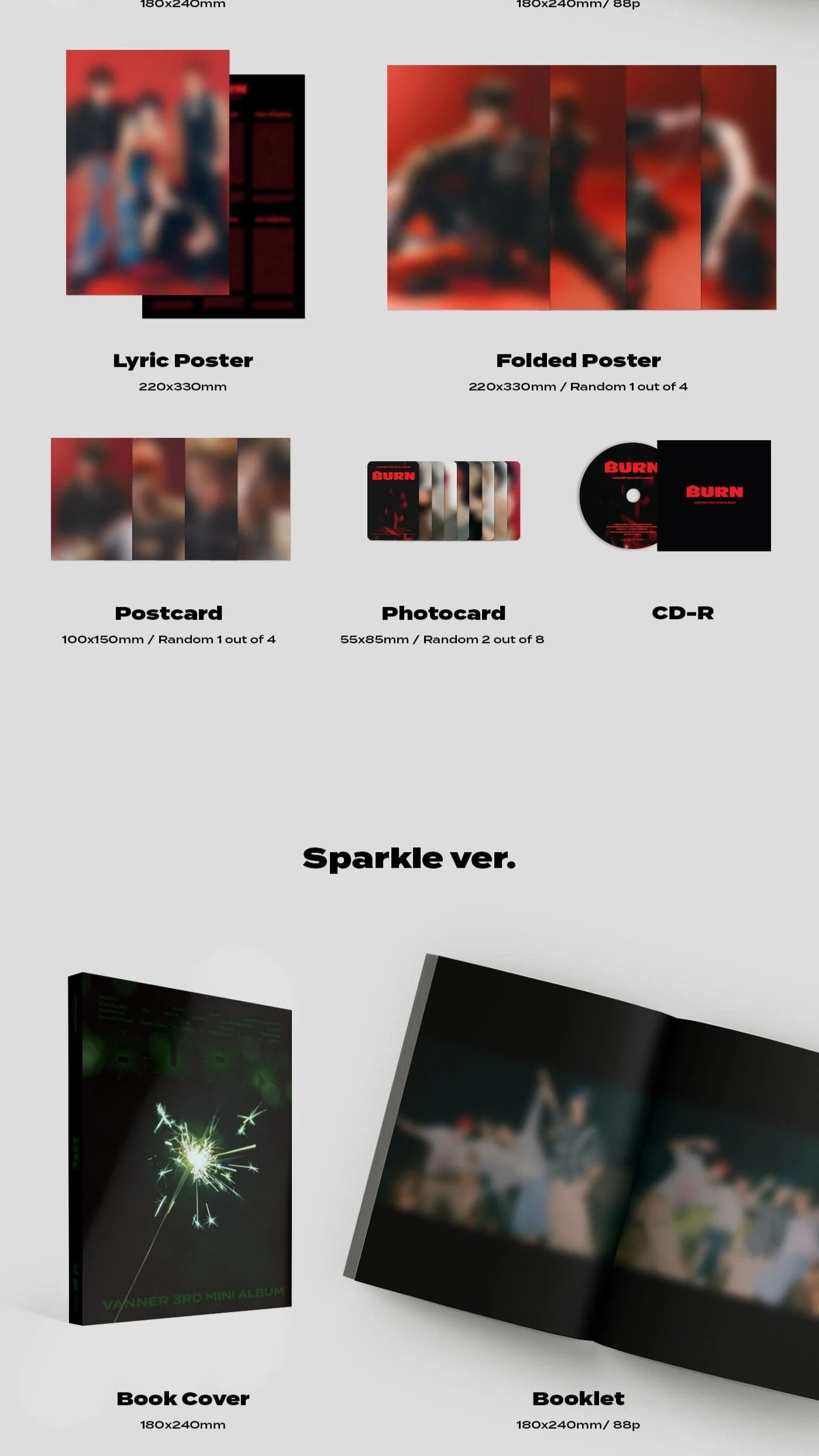 VANNER - 3rd Mini Album [BURN] (Spark Start Ver. / Sparkle Ver. / Empty Ver.) (SPECIAL GIFT: 1 POB Set) - Image 3