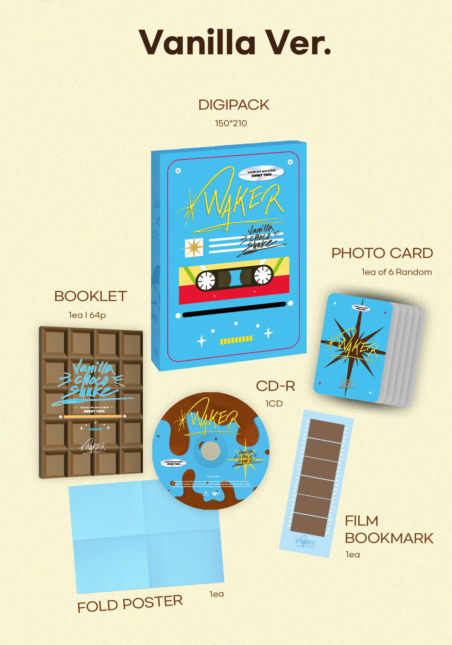 WAKER - 2nd Mini Album [Sweet Tape] (Vanilla Ver. / Marmalade Ver. / Chocolate Ver.) - Image 4