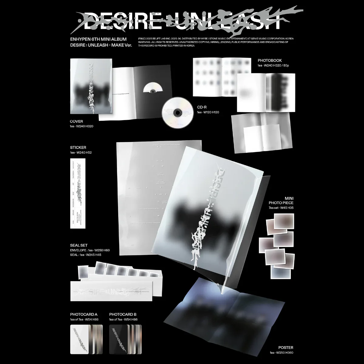 *WEVERSE POB* ENHYPEN - 6th Mini Album [DESIRE : UNLEASH] (MAKE Ver. / YOU Ver. / MINE Ver.) - Image 3