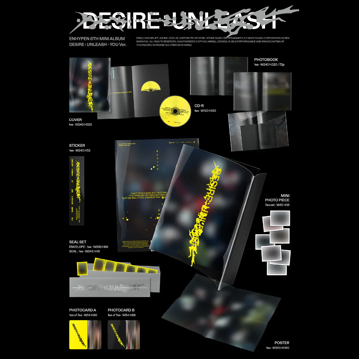*WEVERSE POB* ENHYPEN - 6th Mini Album [DESIRE : UNLEASH] (MAKE Ver. / YOU Ver. / MINE Ver.) - Image 5
